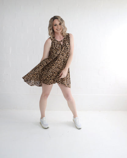 BROWN ANIMAL ATTRACTION DRESS