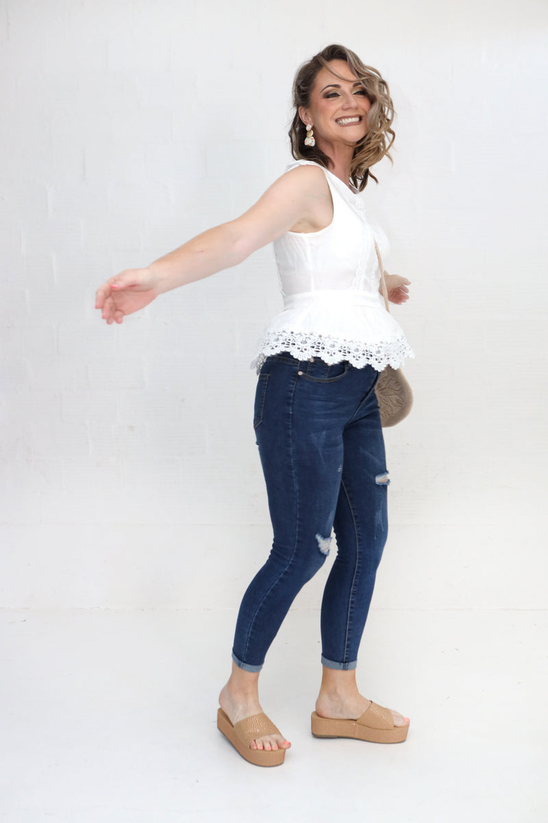 WHITE VICTORIAN LACE TOP