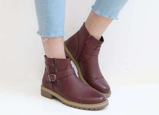 MAROON ANKLE BOOTS